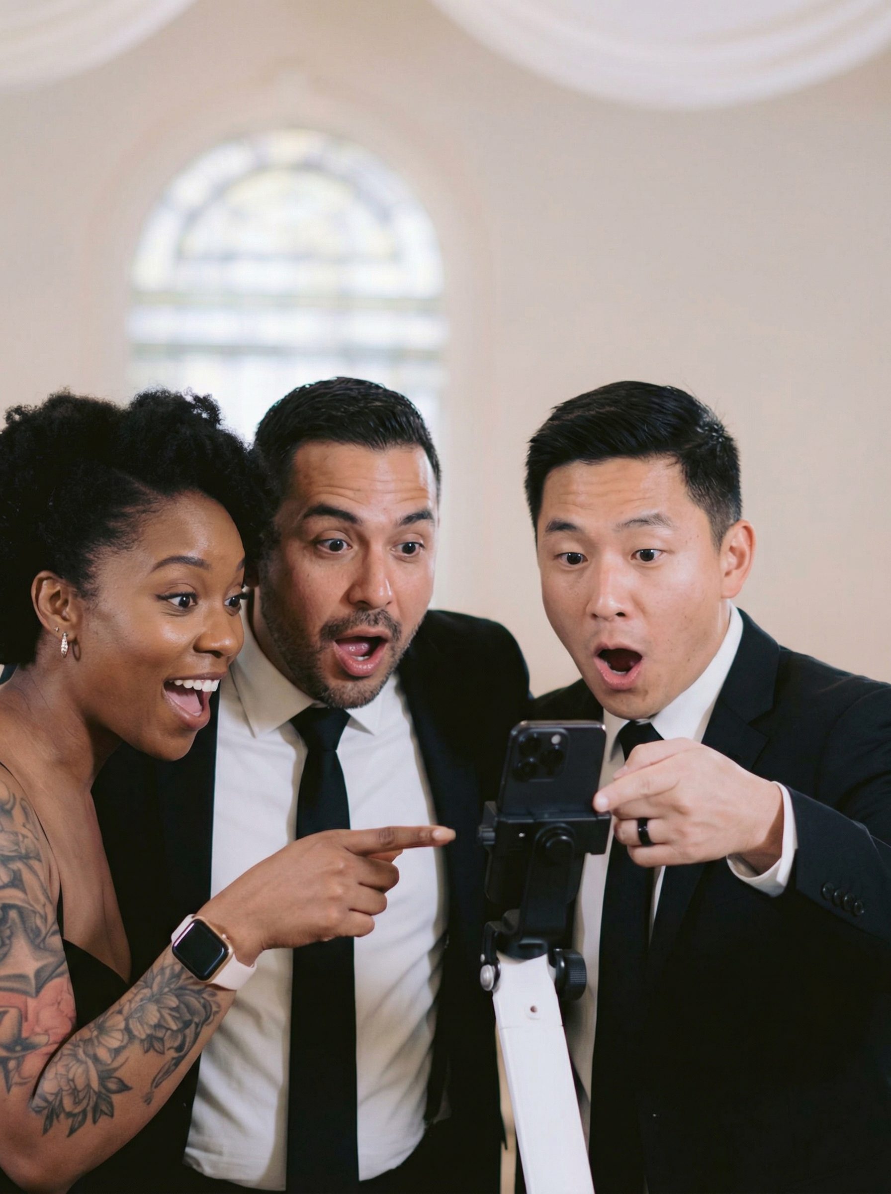 Friends Checking their 360 Photo Booth results